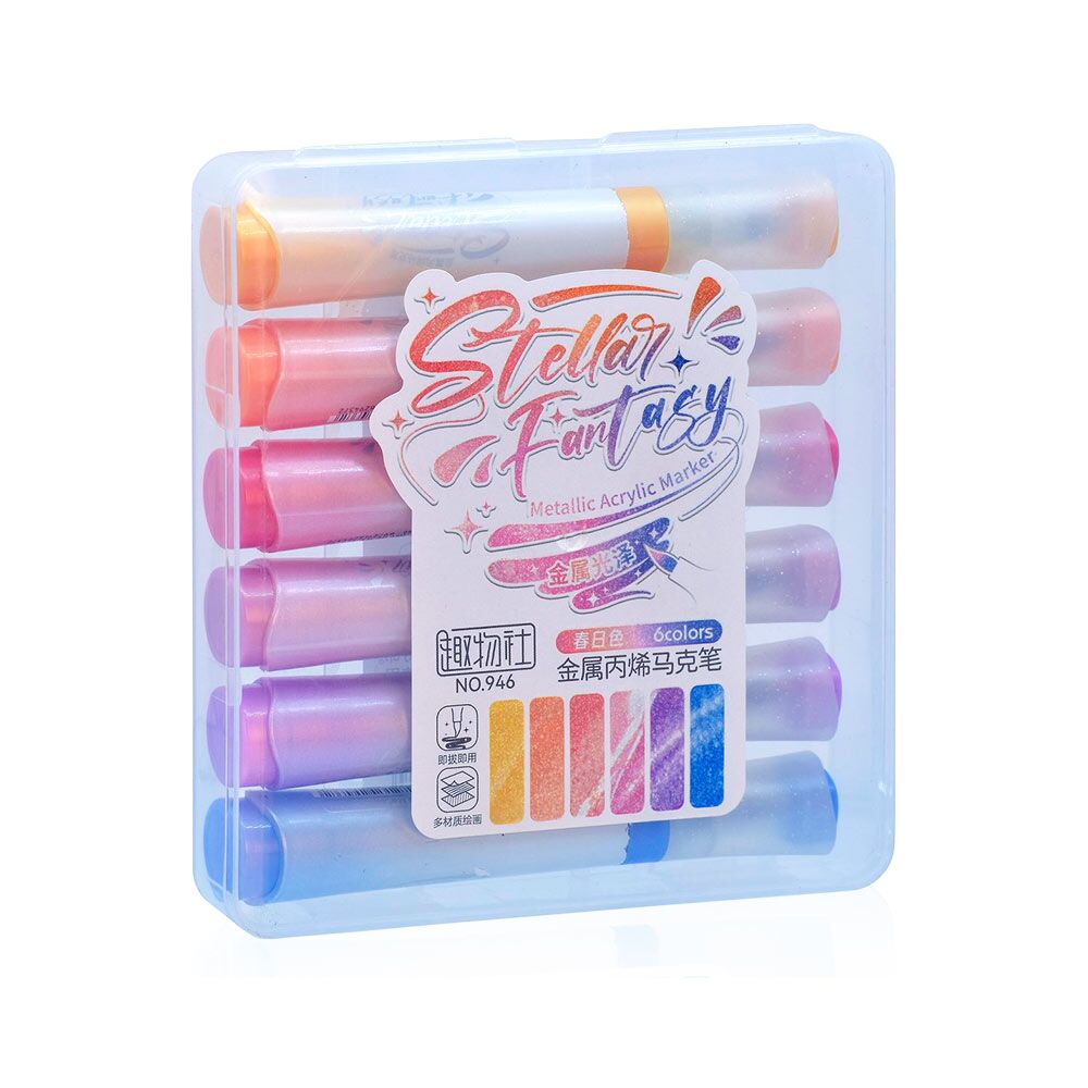 Metallic-Acrylic-Brush-Marker-Set-Of-6-Pics-1