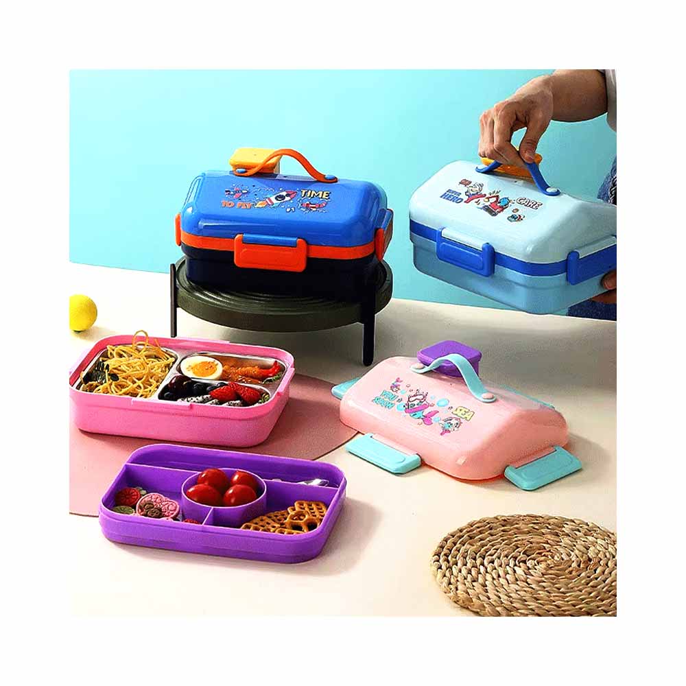 Funky House Bento Rectangle Lunch Box 750+70ml Stainless Steel